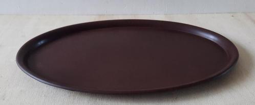 Vintage ovaal bruin bakelieten dienblad Philite, Huis en Inrichting, Woonaccessoires | Dienbladen, Gebruikt, Overige materialen