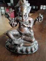 Massief antiek bronzen beeld Ganesha, India, 15cm hoog, Verzamelen, Ophalen of Verzenden, Boeddhisme, Zo goed als nieuw, Beeld(je)