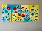 Mooi kleurrijk 4 luik schilderij bloemen, Antiek en Kunst, Ophalen