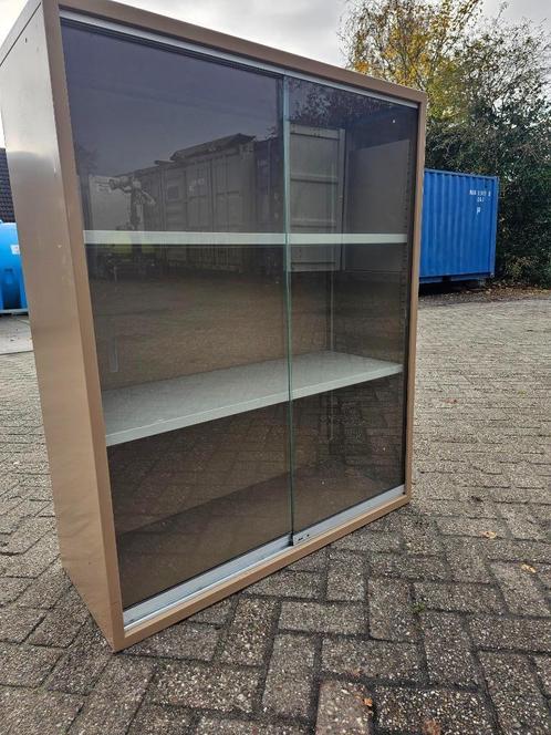2x Halfhoge vitrinekast schuifdeurkast glazen schuifdeuren, Huis en Inrichting, Kasten | Vitrinekasten, Gebruikt, 100 tot 150 cm