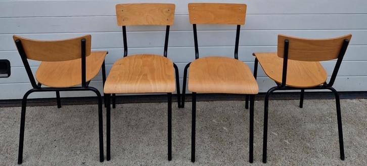 9 x Vintage schoolstoelen houten cafe kantine stoelen horeca, Huis en Inrichting, Stoelen, Zo goed als nieuw, Vijf, Zes of meer stoelen