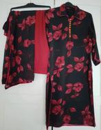 Zwart rood roze indiase shalwar kameez 3 delige pak, Ophalen of Verzenden, Zo goed als nieuw, Maat 36 (S), Zwart