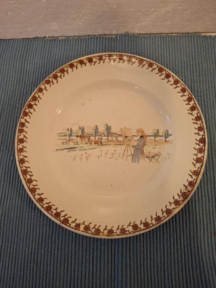 Sarreguemines - Enfants Richard - aardewerk ontbijtbordje, Antiek en Kunst, Antiek | Servies los, Ophalen of Verzenden
