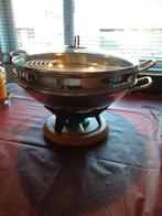 WMF wok met spiritus brander, Keramische plaat, Rvs, Zo goed als nieuw, Wok