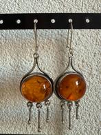 S242/ Opvallende Zilveren Prachtige AMBER Oorbellen, Gebruikt, Verzenden, X, Zilver