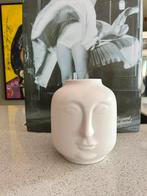 Vaas / Pot in de vorm van een gezicht / Mat~Wit, Huis en Inrichting, Woonaccessoires | Vazen, Wit, Aardewerk of Porselein, Ophalen of Verzenden
