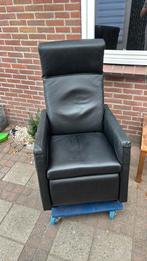 Zwart lederen sta op stoel, Huis en Inrichting, Fauteuils, Ophalen, Gebruikt, Minder dan 75 cm, Leer