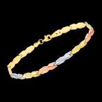 3 Kleuren 9 karaats gouden armband 19 cm - ongedragen-, Ophalen of Verzenden, Nieuw, Goud, Goud