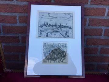 twee antieke gravures van Tiel, 1620 beschikbaar voor biedingen