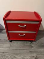 Rood Nachtkastje met 2 Lades, Huis en Inrichting, Minder dan 50 cm, Gebruikt, 1 of 2 laden, Eikenhout