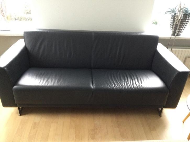 Leren bankstel Merk Montel , kleur Antraciet, 2 meter breed., Huis en Inrichting, Banken | Bankstellen, Zo goed als nieuw, Driepersoons