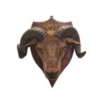 Victoriaans opgezette ramskop op schild, Ophalen of Verzenden, Gebruikt, Wild dier, Opgezet dier