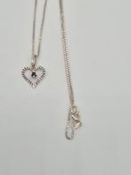 Zilveren ketting met rode steen hanger, Gebruikt, Verzenden, Met edelsteen, Zilver