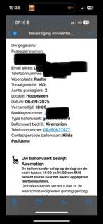 Ballonvaart voor 2. komende zaterdag. Omgeving Hoogeveen, Tickets en Kaartjes, Twee personen