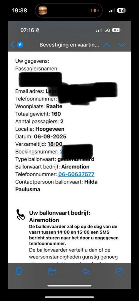 Ballonvaart voor 2. komende zaterdag. Omgeving Hoogeveen, Tickets en Kaartjes, Concerten | Overige, Twee personen