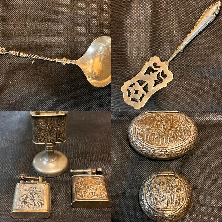 Zilveren Collectie: Lepel, Taartschep, Dozen & Aanstekers, Antiek en Kunst, Antiek | Bestek, Ophalen of Verzenden