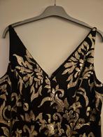 Gala Jurk met Gouden Pailletten & Bolderojasje - Maat 42, Zwart, Maat 42/44 (L), Ophalen of Verzenden, Zo goed als nieuw