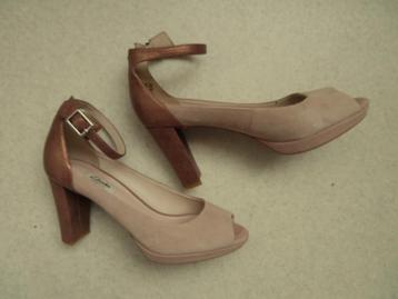 CLARKS nieuwe schoenen pumps beige suède brons maat 40	 beschikbaar voor biedingen
