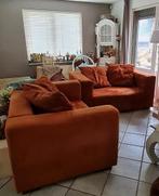 2 banken/love seats cognac/roestbruin, Ophalen, Gebruikt, 75 tot 100 cm, Stof