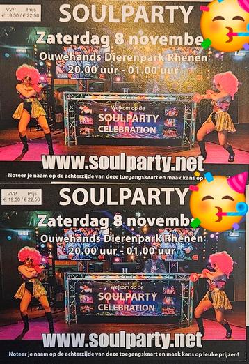 Soulparty Rhenen 2 entreekaarten 8 november 2025 beschikbaar voor biedingen