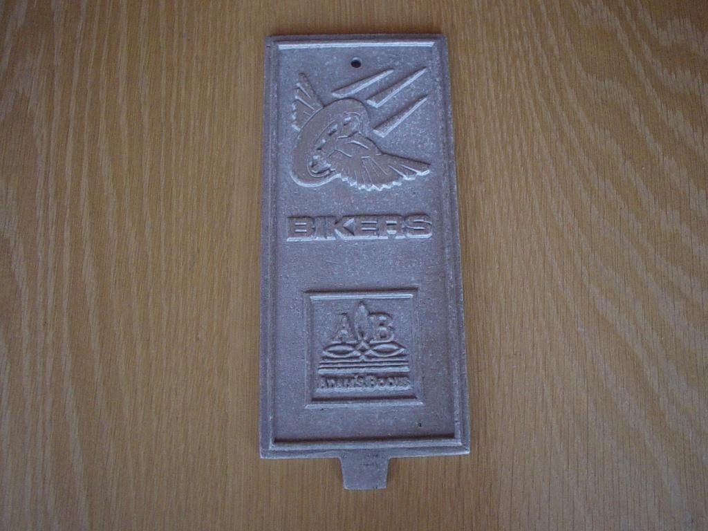 Metalen plaat Bikers Adam's Boots motorrijders, Ophalen of Verzenden, Zo goed als nieuw, Motoren