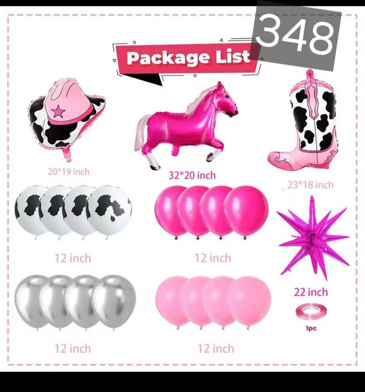 Cowboy/Cowgirl Feest Ballonnen Set - Roze & Zwart/Wit, Hobby en Vrije tijd, Feestartikelen, Nieuw, Versiering, Verjaardag, Ophalen of Verzenden