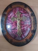 Kruis in lijst met bol glas oud, Antiek en Kunst, Antiek | Religie, Ophalen