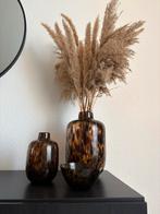 Grote vaas en windlichten - Panterprint set, Huis en Inrichting, Woonaccessoires | Vazen, Ophalen, Gebruikt, Overige kleuren, Glas