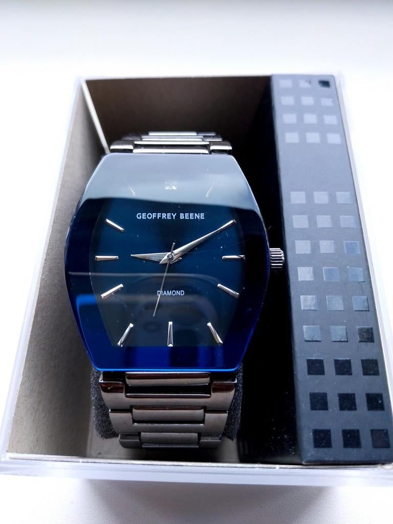 Geoffrey Beene Diamond Horloge - Stijlvol & Tijdloos, Overige merken, Staal, Staal, Polshorloge