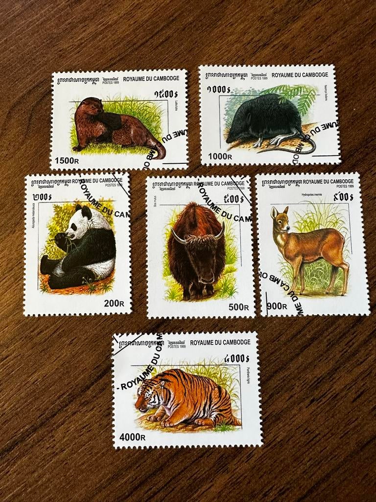Cambodja 1999 Dieren tijger Postzegels - Gestempeld, Ophalen of Verzenden, Gestempeld, Zuidoost-Azië