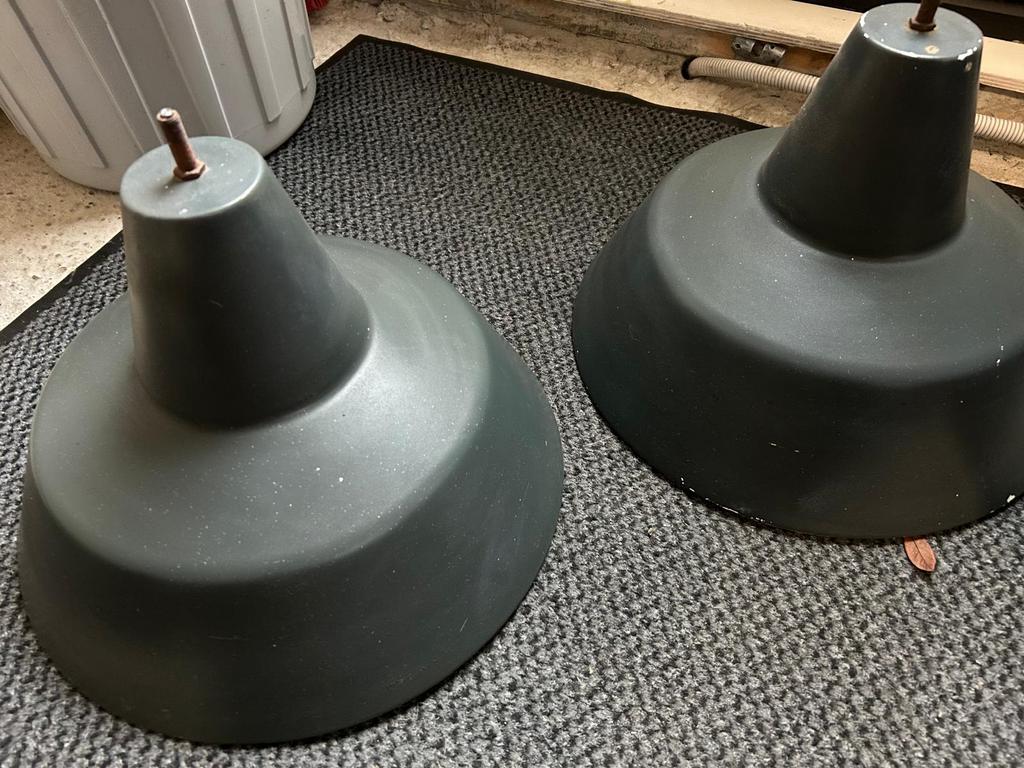 3 antieke emaille hanglampen, Antiek en Kunst, Ophalen