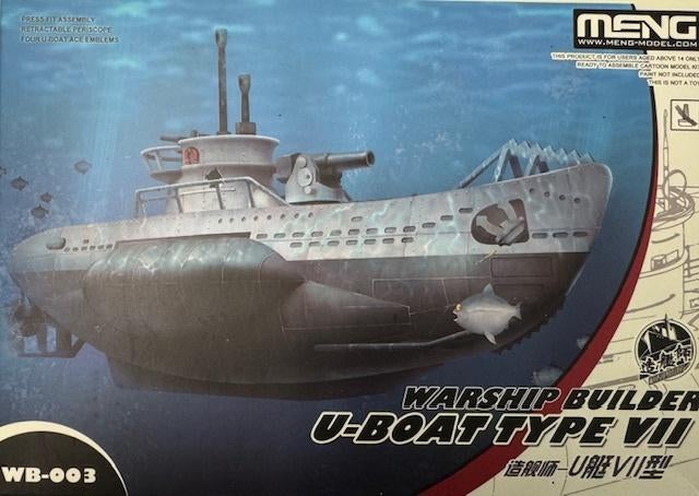 Coelianmodels, Meng, B003, Egg U-Boot Type VII, € 19,99, Hobby en Vrije tijd, Modelbouw | Boten en Schepen, Nieuw, 1:32 tot 1:50