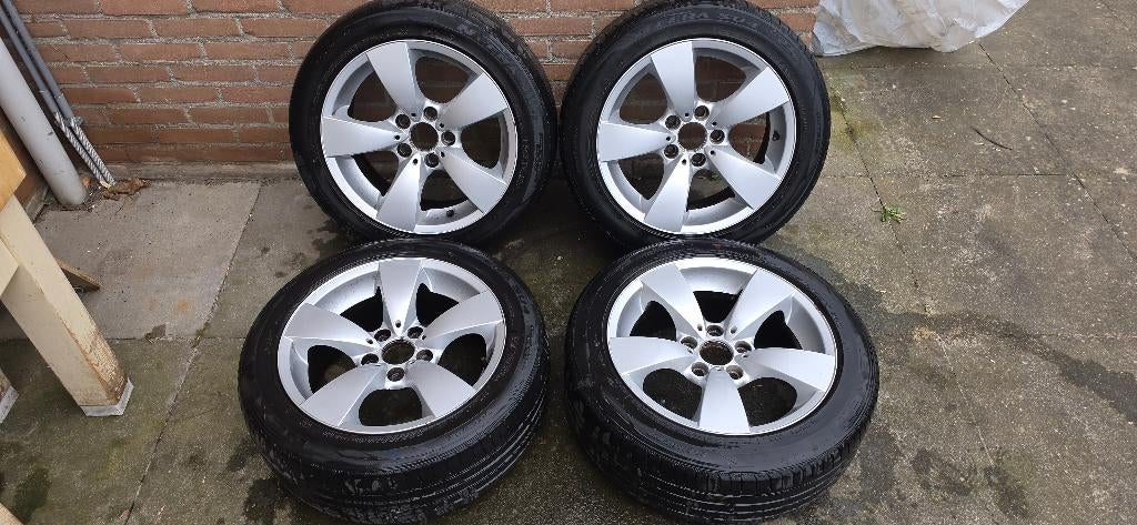 BMW 17 inch Lm Velgen met Zomerbanden 3 -5 Serie E60-61, Ophalen, Gebruikt, Banden en Velgen, 17 inch