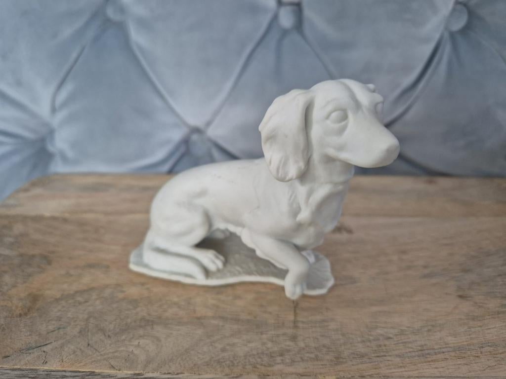Teckel beeldje Kaiser Bisque porselein, Verzenden, Gebruikt, Dier