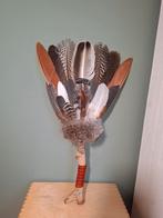 Grote Smudge Waaier met Diverse Veren en Eikenhouten Stok, Ophalen of Verzenden