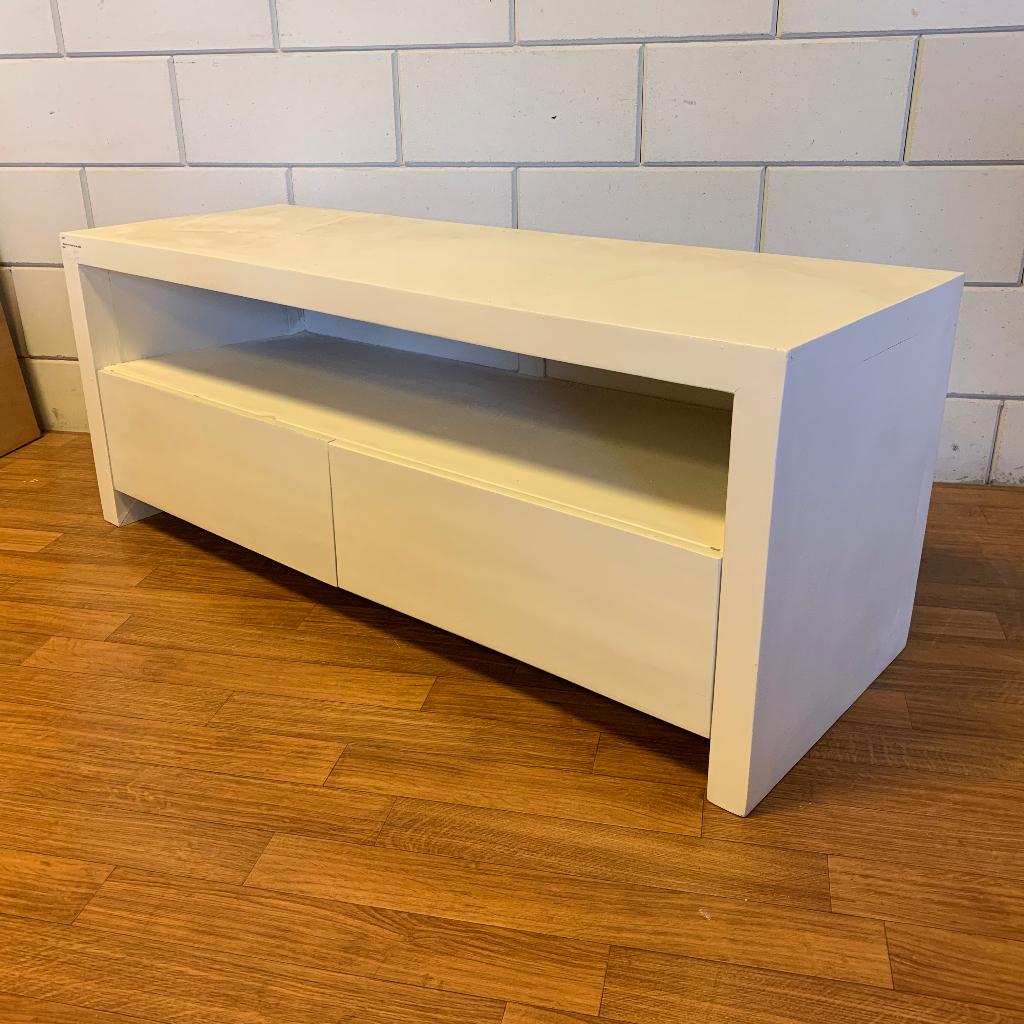 TV meubel - 125 cm breed - white wash - 2 lades - TTM Wonen, Huis en Inrichting, Kasten | Ladekasten, Ophalen, TTM Wonen, Meubels – (Perzische) Tapijten en Woonaccessoires