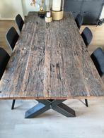 Eettafel robuust oud eiken wagondelen, Huis en Inrichting, Tafels | Eettafels, Ophalen, Rechthoekig, 200 cm of meer, 50 tot 100 cm