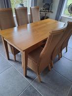 Eikenhouten eettafel Met 6 loomstoelen, Huis en Inrichting, Ophalen, Gebruikt, Eikenhout, 50 tot 100 cm