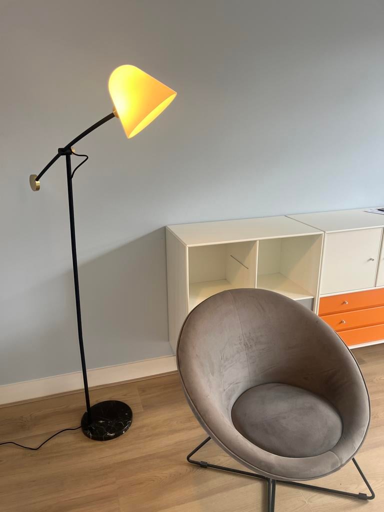 Mooie buigbare staande lamp met marmeren voet, Ophalen, Zo goed als nieuw, Metaal, 150 tot 200 cm