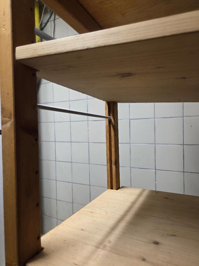 houten legbordstelling / houten stelling, 6 planken, Ophalen, Gebruikt