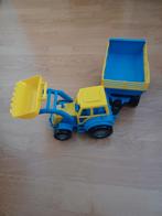 Gele en blauwe speelgoedtractor met aanhanger, Ophalen of Verzenden, Zo goed als nieuw, Jongen of Meisje