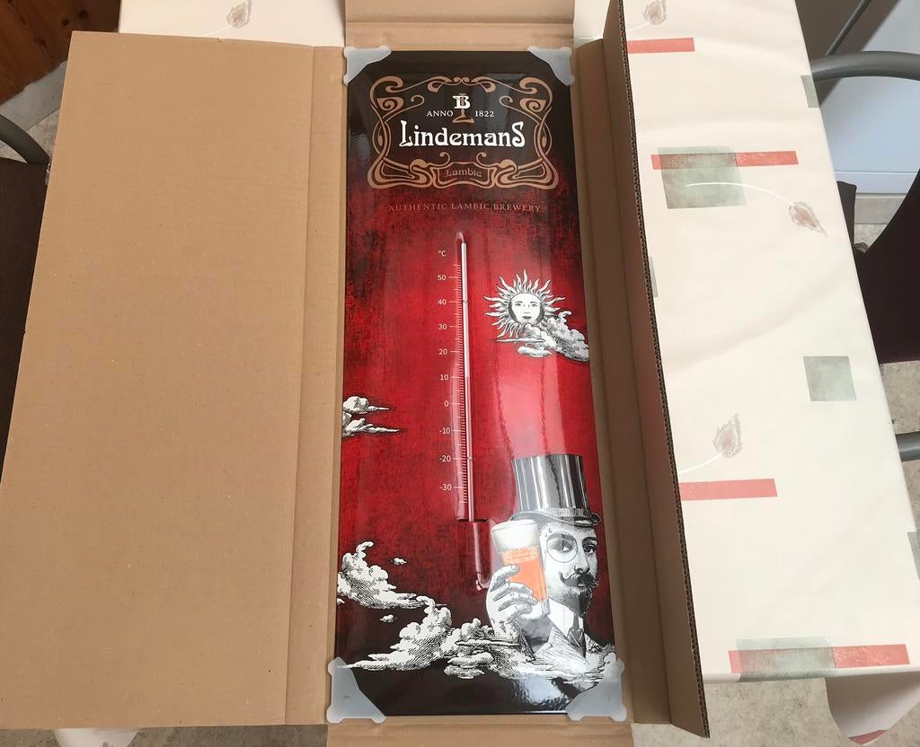 Lindemans emaille thermometer, reclamebord, Verzamelen, Merken en Reclamevoorwerpen, Ophalen of Verzenden, Nieuw, Reclamebord