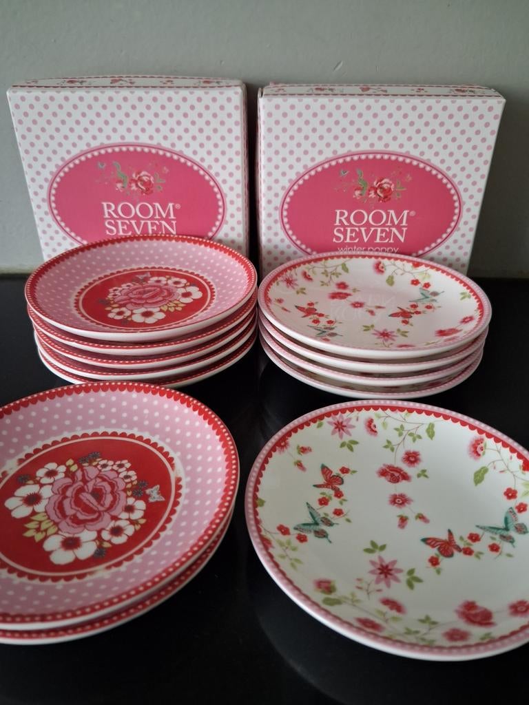 12 x petit four schaaltje met 2 doosjes, Huis en Inrichting, Keuken | Servies, Ophalen, Gebruikt, Schaal of Schalen, Overige stijlen