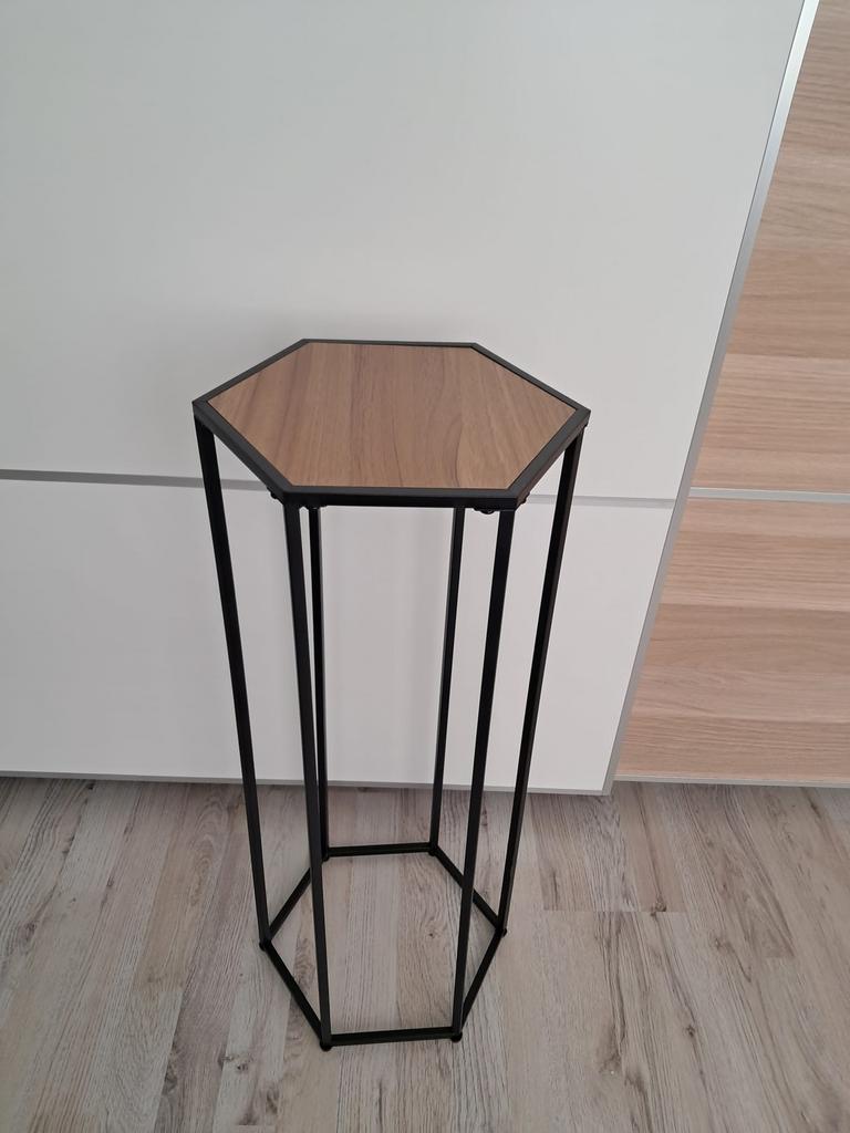 Krukje, houtkleur met aliminium zwart onderstel, Ophalen of Verzenden, Zo goed als nieuw