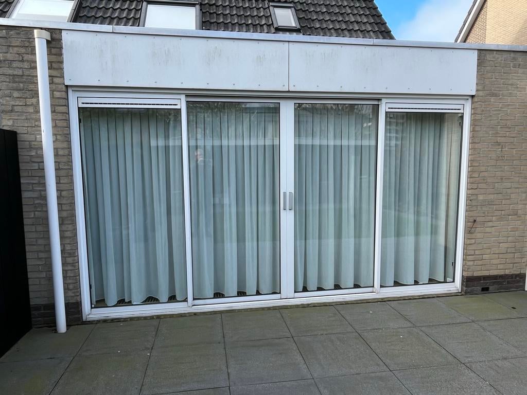 Aluminium Schuifpui 4140x2260 (8 mei demonteren), Ophalen, Gebruikt, Aluminium, Inclusief glas