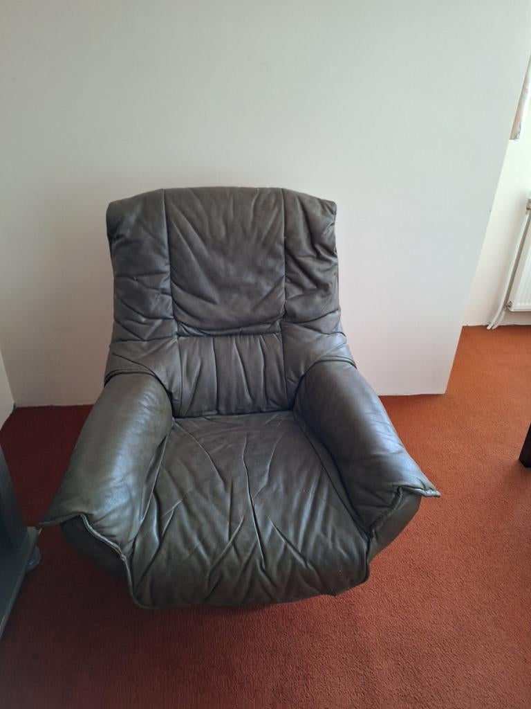 Leren draai fauteuil - Nog in prima staat, Huis en Inrichting, Fauteuils, Gebruikt, Ophalen of Verzenden, 75 tot 100 cm, Modern