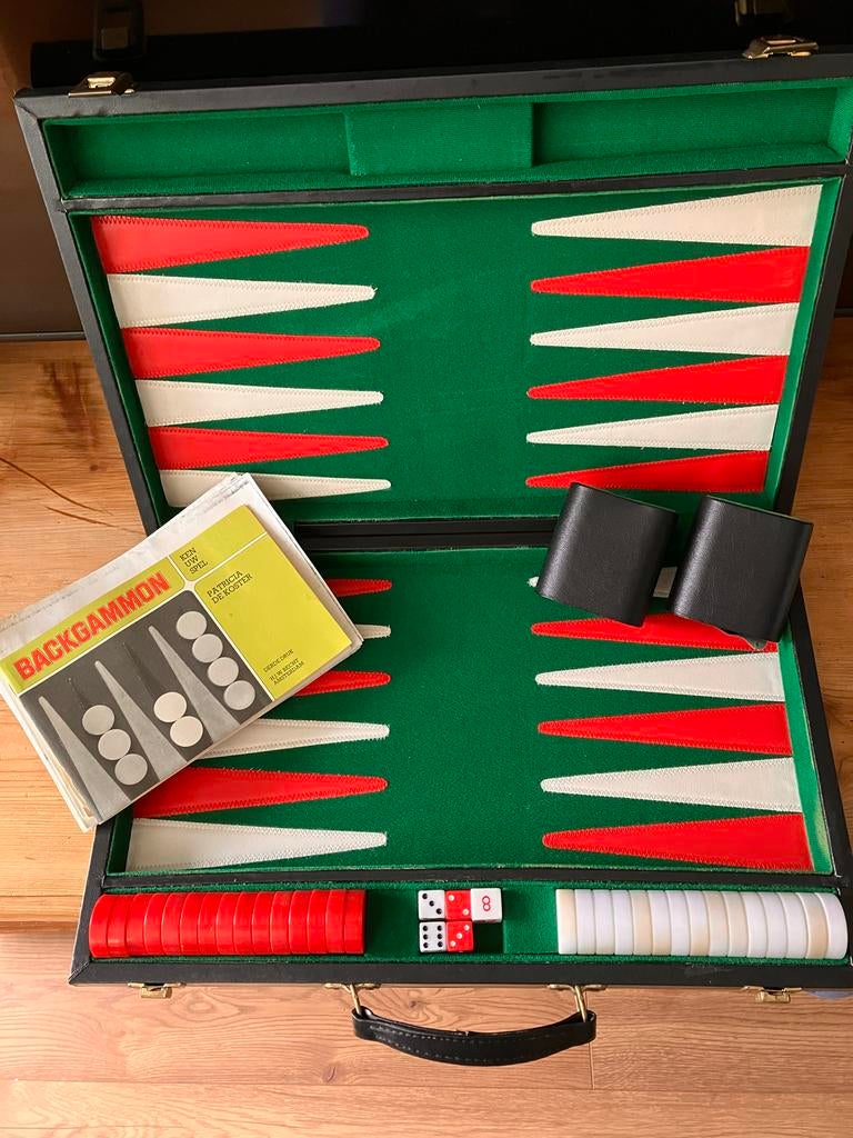 Backgammon spel in koffer, Een of twee spelers, Ophalen of Verzenden, Gebruikt, Reisspel
