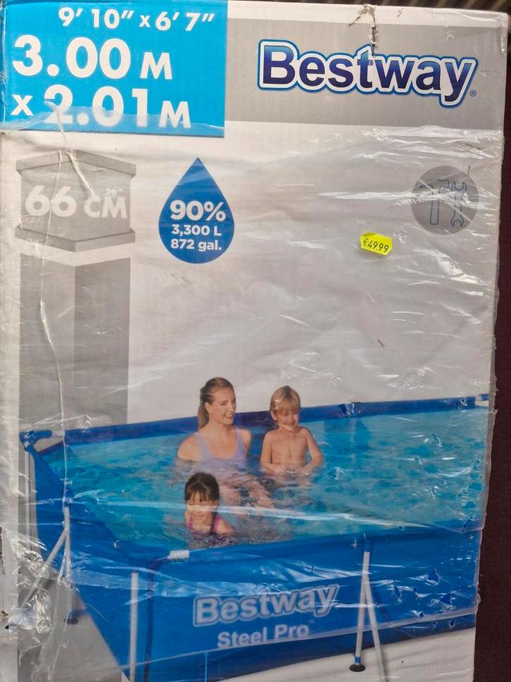 Bestway Steel Pro Opzetzwembad 3.00m x 2.01m x 0.66m, Tuin en Terras, Zwembaden, Nieuw, Opzetzwembad, Minder dan 80 cm, 200 tot 400 cm
