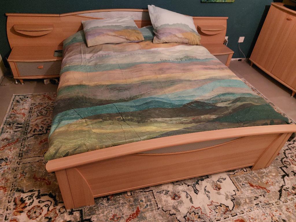 prima bed 160 x 200 beuken incl lattenbodems, Ophalen, Gebruikt, Tweepersoons, 200 cm