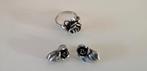zilveren ring roos decoratie met oorbellen (clip), Gebruikt, Ophalen of Verzenden, 17 tot 18, Dame